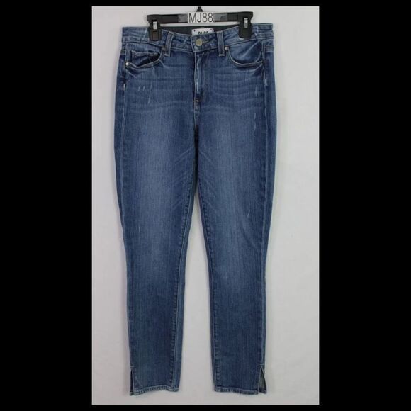 Paige Hoxton Ankle Peg Skinny Jeans Women's 26 Mid Rise Stretch Crop Denim Blue. - Picture 1 of 7